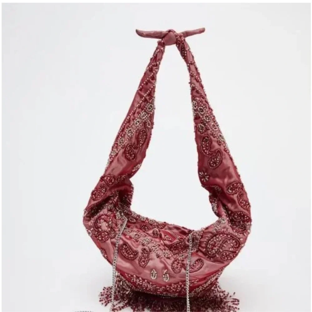 Zara Beaded Bandana Print Women's Bag - Picture 3 of 7